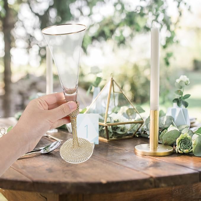 VICASKY Elegant Glass Cocktail Glasses with Gold Rim, Tall Sparkling Wine Flutes for Wedding and Party, Practical and Easy to Clean Unique Drinking Glassware - Image 7