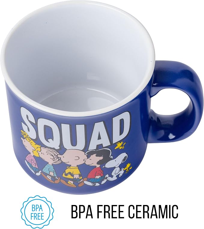 Silver Buffalo Peanuts Squad, Ceramic Camper Mug, 20oz | Sally, Linus, Charlie Brown, Lucy, Snoopy, Woodstock, 0.59 Liters - Image 6