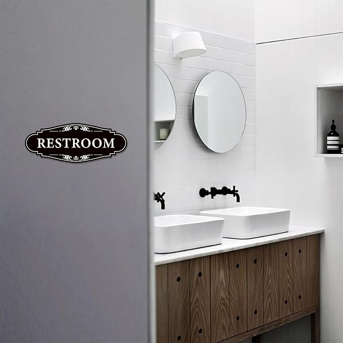 Restroom Sign for Business and Home,Self-adhesive Unisex Bathroom Sticker | Waterproof Vinyl Toilet Decor for House,Office,Shop,Door（Black） - Image 6