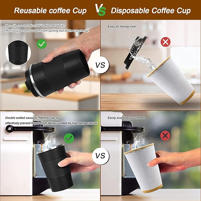 Insulated Travel Coffee Mug, Stainless Steel Coffee Cup with Leakproof Lid | Double-wall insulation keeps drinks hot or cold for hours, with a leakproof lid and portable stainless steel design - Image 5
