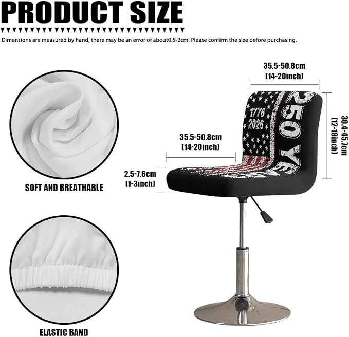 American Flag Bar Stool Covers 250th Anniversary Patriotic Elastic Stretchable High Mid Low Stool Chair Cover for Party Kitchen Club Machine Washable - Image 7