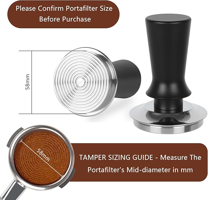 58mm Espresso Tamper Kit - Spring-loaded Coffee Tamper, Adjustable Depth Espresso Distributor Leveler, Magnetic Dosing Funnel Aluminum Metal, Reusable Puck Screen, Fit for 58mm Portafilters