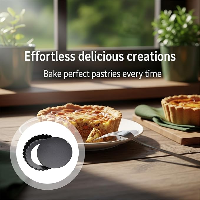 6 Pcs Mini Tart Pans, 3.9 in Egg Tart Molds Set, Carbon Steel Quiche Pans with Removable Bottom, Fluted Design for Tart, Pie, Quiche Baking - Image 5