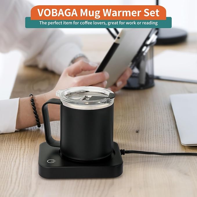 VOBAGA Coffee Mug Warmer Set with Auto Shut Off, 15 oz Coffee Mug Gift Set & 3 Temperature Settings Home Office Desk Accessories Valentine's Day Gift - Image 6