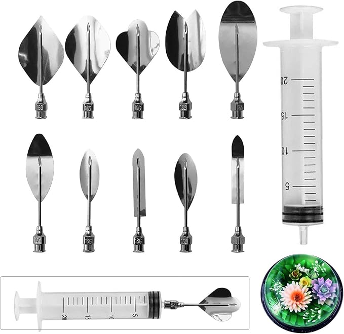 Woohome Art Cake Tools, 11 PCS 3D Gelatin Jelly Tools Includes 10 PCS Gelatin Tools and 1 PCS 10ml Syringe Pudding Pastry Nozzles for Cake Decoration, Jelly Cake making