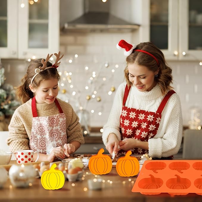 Pumpkin Cake Molds Silicone 2 Pcs Thanksgiving Chocolate Molds 3D Fall Candy Mold Halloween Pumpkin Cake Pan for Baking Autumn Harvest Fall Jello Ice Cube Tray Mold for Halloween Thanksgiving Decor