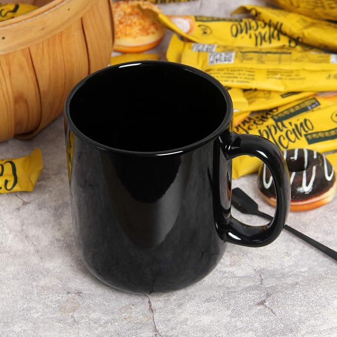 20 OZ Large Coffee Mug, M016 Ceramic Big Tea Cup with Handle for Dad Men, Black - Image 2