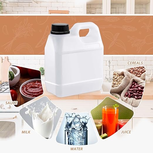 3 Pcs 32 oz Plastic Jug with Lids Square Empty Storage Containers HDPE Carboy Plastic Jar Containers for Water Beverage Oil Liquids (Translucent Color)