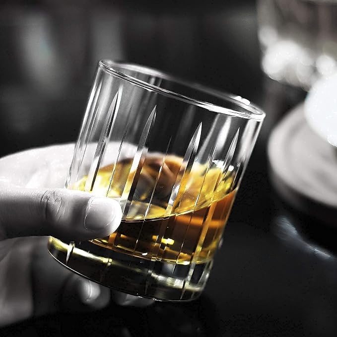 LUXU Crystal Whiskey Glasses 11 Ounce Scotch Glasses,Old Fashioned Cocktail Glasses,Clear Bourbon Glasses with Heavy Base for Bar,Party,Rum,Cognac/2 Rock Glasses in Gift Box-Hand Cut - Image 3