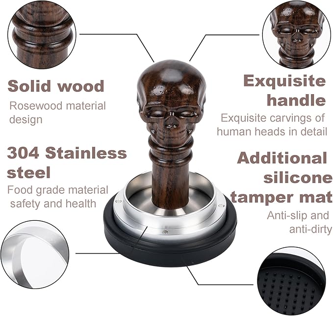 Espresso Coffee Tamper 51/53mm Handheld Coffee Tamper Barista-Grade Espresso Machine Measuring Funnel, Tamper Mat, and Stainless Steel Base Accessories For compacting coffee grounds (51mm)