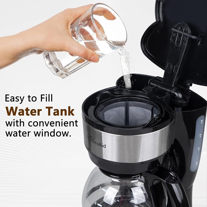 5 Cup Compact Coffee Maker,0.75L Small Drip Coffee Machine | 650W Fast Brew, Glass Carafe, Space Saving Design for 1-2 People, Ideal for Apartment, Dorm and Office Use - Image 2