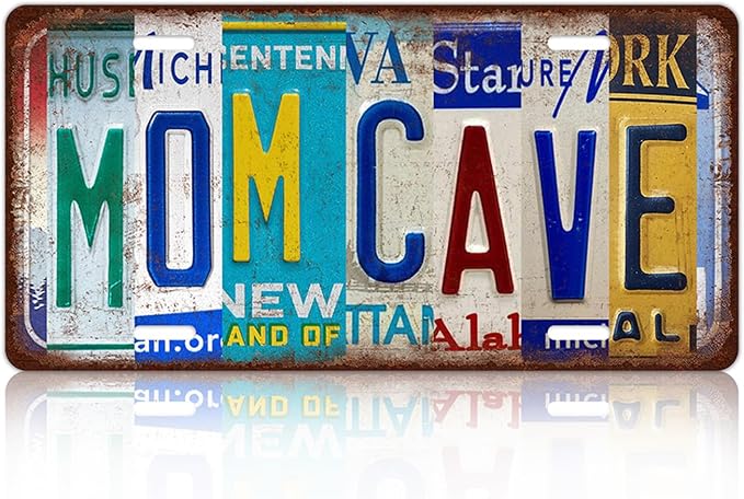 Vintage Mom Cave Metal Tin Sign License Plate Wall Decor Gift for Mother 12 x 6 Inches by MTsigns
