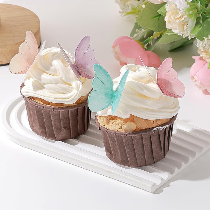 48Pcs Edible Butterflies for Cake Decorating Wafer Paper Butterfly Cupcake Toppers Edible Cake Toppers for Wedding Birthday Party Cupcakes Decorations(Mix Color) - Image 4