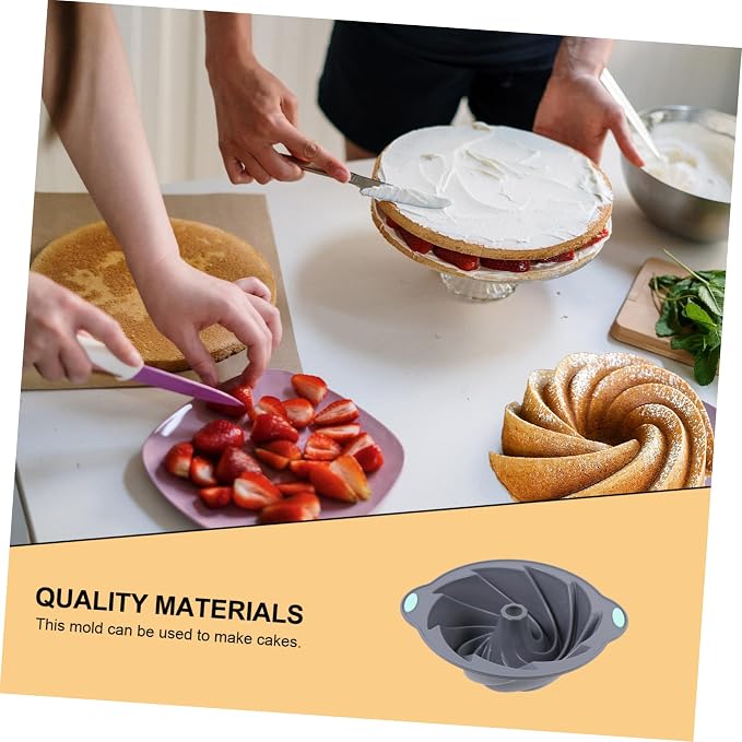 PRETYZOOM 1pc Daddio Cake Pans Alternative Silicone Dessert Spiral Cake Chiffon Mold Home Use Light Grey - Image 4