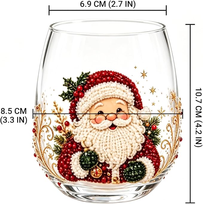 3D Christmas Glass Art Cup, Luxury Raised Holiday Glassware Collection | Cute Festive Stemless Wine Glasses,Artistic Holiday Table Ornaments,Perfect Christmas Home Decor Gifts for Various Beverages - Image 3