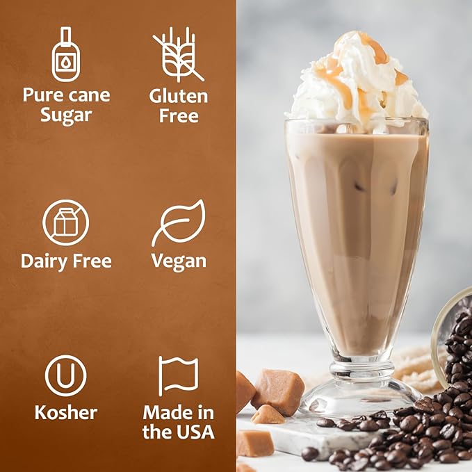 Syruvia Caramel Coffee Syrup – 25.4 fl oz – Syrup for Coffee, Lattes, Shakes, Smoothies, Desserts – 100% Vegan, Gluten Free, Kosher, Delicious Coffee Syrup, (Pack of 3)