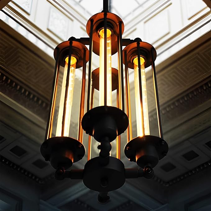 Industrial Steampunk Chandelier 2pcs Vintage Pendant Light Loft Ceiling Fixture for Country Hotel Restaurant Bar Creative Ceiling Lamp(4 Heads) - Image 5