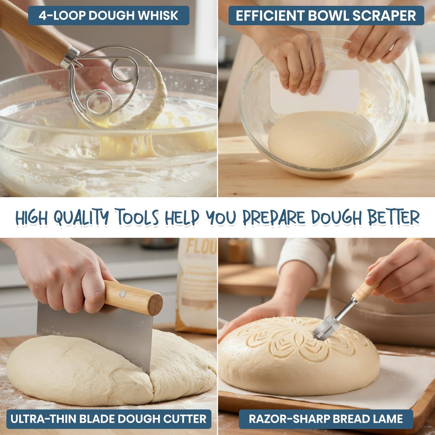 Complete Sourdough Bread Baking Kit with Banneton Basket & Starter Jar