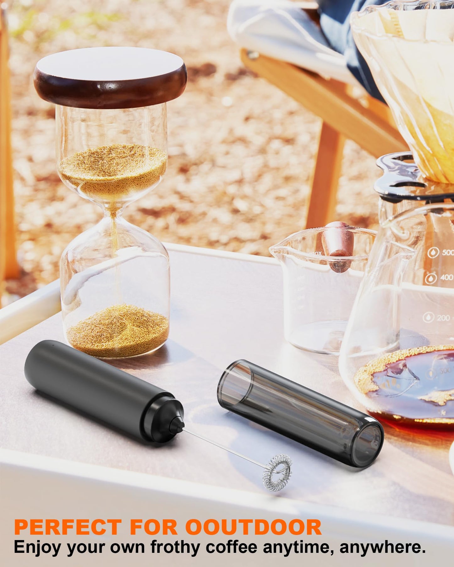 Rechargeable 3-Speed Milk Frother Wand (Black)