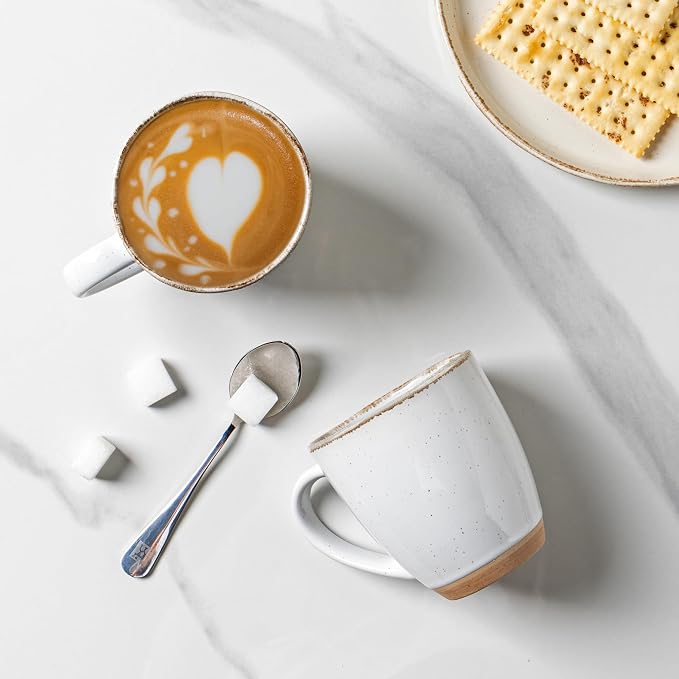 AmorArc 12oz Ceramic Coffee Mugs set of 4, Stylish Coffee Mugs with Rustic Terracotta Underside for Latte/Cappuccino/Milk/Cocoa, Dishwasher&Microwave Safe, White - Image 2