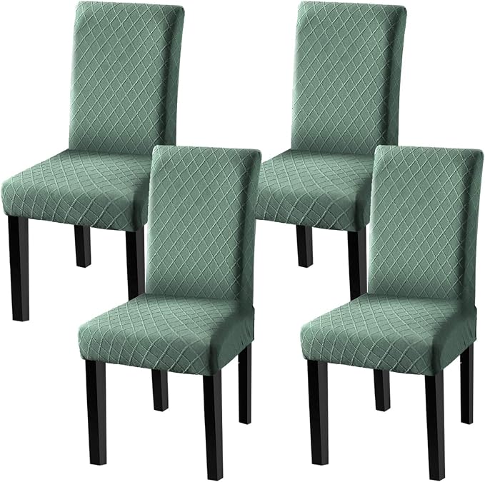 Fuloon 4 Pack Super Fit Stretch Removable Washable Short Dining Chair Protector Cover Seat Slipcover for Hotel, Dining Room, Ceremony, Banquet Wedding Party by Fuloon