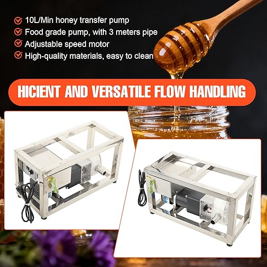 10L/Min Honey Transfer Pump Liquid Honey Pump, Stainless Steel Viscous Liquid Paste Pump 90W Electric Food Fluid Gear Pumping Equipment, AC110V 60RPM