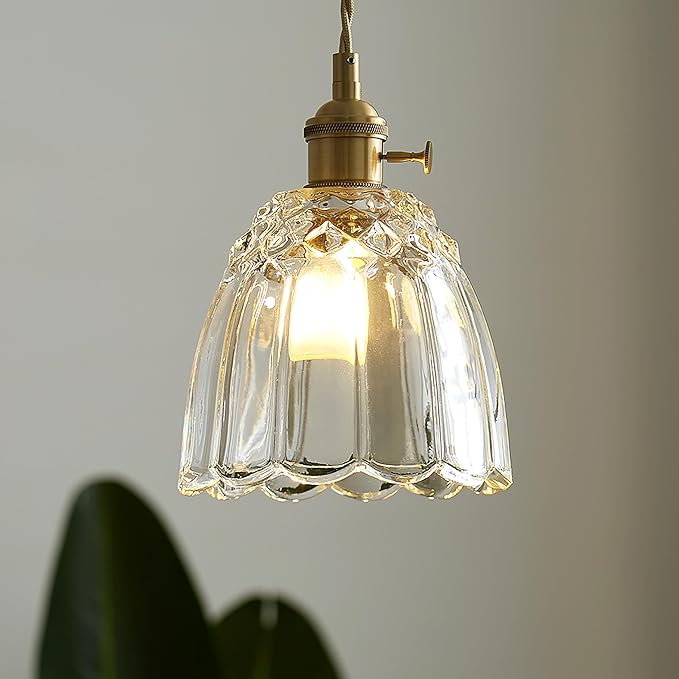Sedelan Vintage Pendant Light, Antique Pendant Lights Kitchen Island, Glass Pendant Light, Indoor Pendant Lighting for Kitchen Bedroom Hallway Hotel, E26 Copper Switch Knob by Sedelan