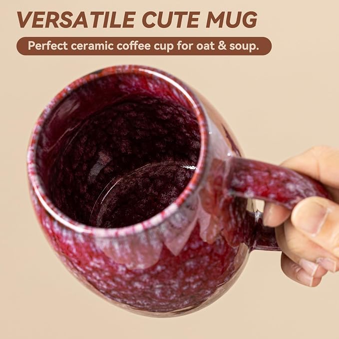 Sakura Nebula Ceramic Coffee Mug - 14 oz Unique Mug with Large Handle, Barrel Cute Mug for Women Men, Aesthetic Coffee Cup Gift for Home Office - Image 6