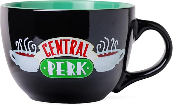 Silver Buffalo FRIENDS Central Perk Black Ceramic Mug Oversized for Coffee, Soup, 24 Ounces | Oversized for Coffee, Cup, Black, 0.71 Liters by SilverBuffalo