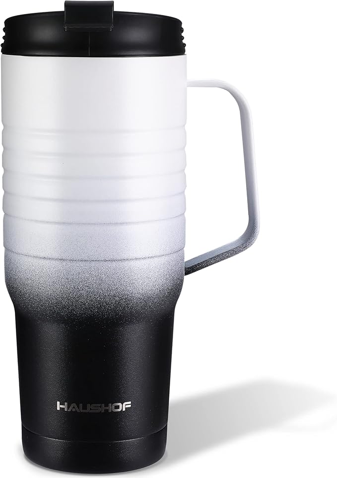 HAUSHOF 24 oz Travel Mug with Handle, Stainless Steel Vacuum Insulated Coffee Travel Mug, Double Wall Travel Mugs with Leakproof Lid, BPA Free by HAUSHOF