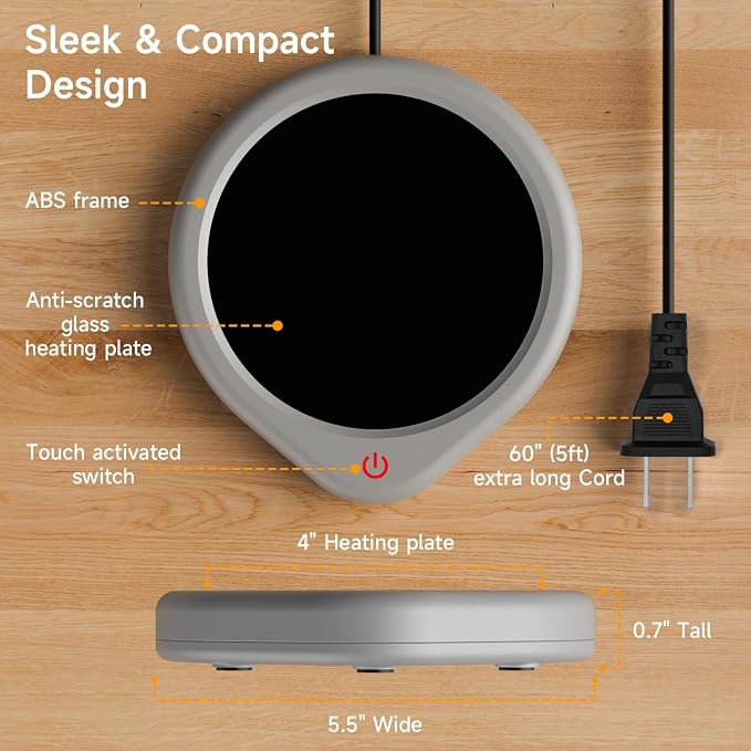 Oracer Coffee Mug Warmer, Cup Warmer for Desk with Auto Shut Off, Electric Beverage Tea Water Milk Warmer with Smart Temperature Settings, Heating Plate Candle Wax Warmer - Image 6