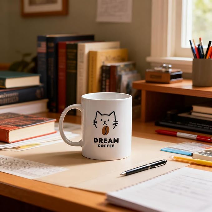 Coffee Mug Set of 2 Cute Cat and Dog Ceramic Coffee Mugs “Dream Coffee”Cute Animal Mugs Tea Cups - Gift For Pet Lovers, Pet Owners, Birthday or Holiday Gift - Image 2