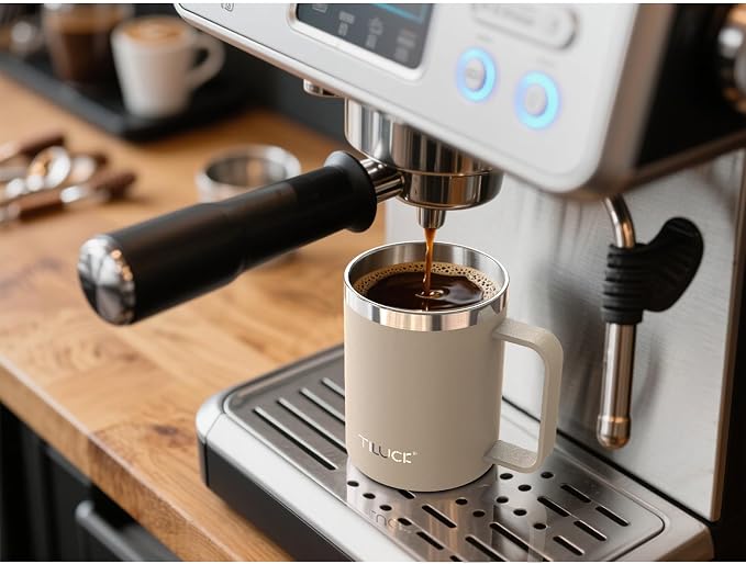 TILUCK 12 oz Insulated Coffee Mug with Lid and Handle | BPA-Free Lid, Double-Wall Vacuum Insulation, Stainless Steel Coffee Cup, Dishwasher Safe Mug for Hot & Cold Drinks, MistyGray - Image 3
