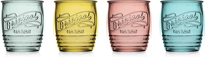Glaver's Set Of 4 Original Mason Collins Glasses Assorted Colored Drinking Glasses For Juice Smoothies Cocktails Fine Beverage Glass Cups HAND WASH(Original Mason Whiskey Colored 13 OZ.) - Image 7