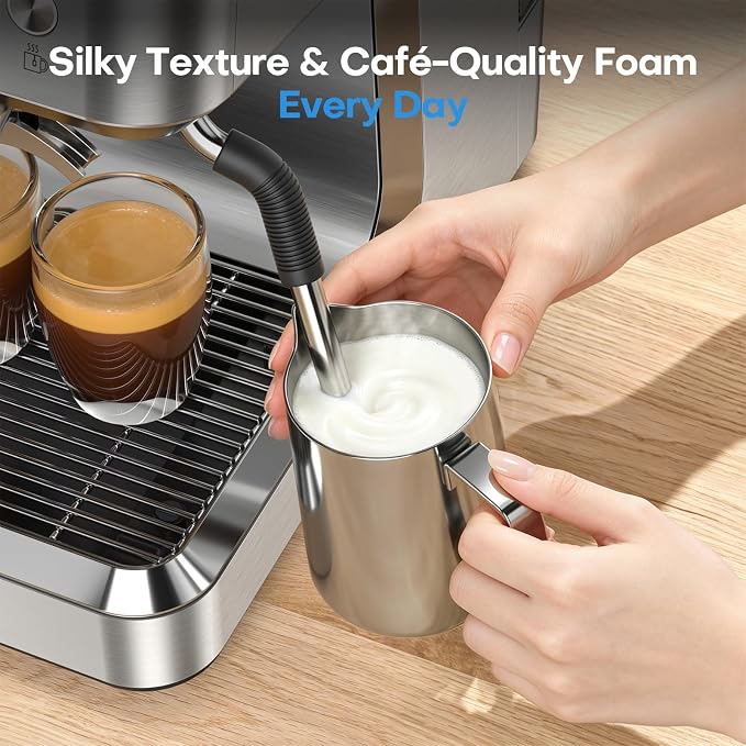 Sorgente Espresso Machine with Grinder, Brushed Stainless Steel | Professional Coffee Maker with Built-in Grinder, Easy to Clean with this Semi-Automatic Coffee Machine,Durable for Home Use - Image 6