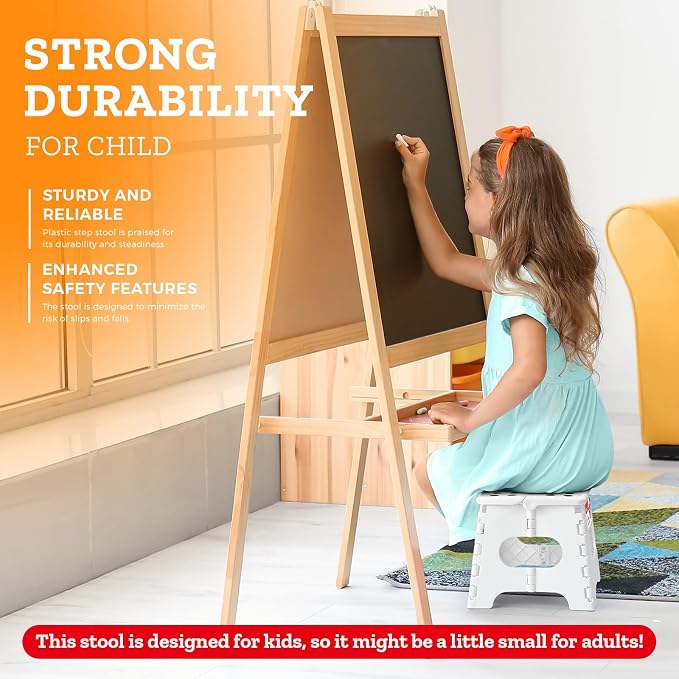 ACSTEP Collapsible Step Stool 7.5 Inch, Small Folding Stool, 176 lbs, White | Lightweight Foldable Step Stool for Kids and Adults with Handle, for Kitchen, Bathroom, Car, and Compact Home Storage - Image 3