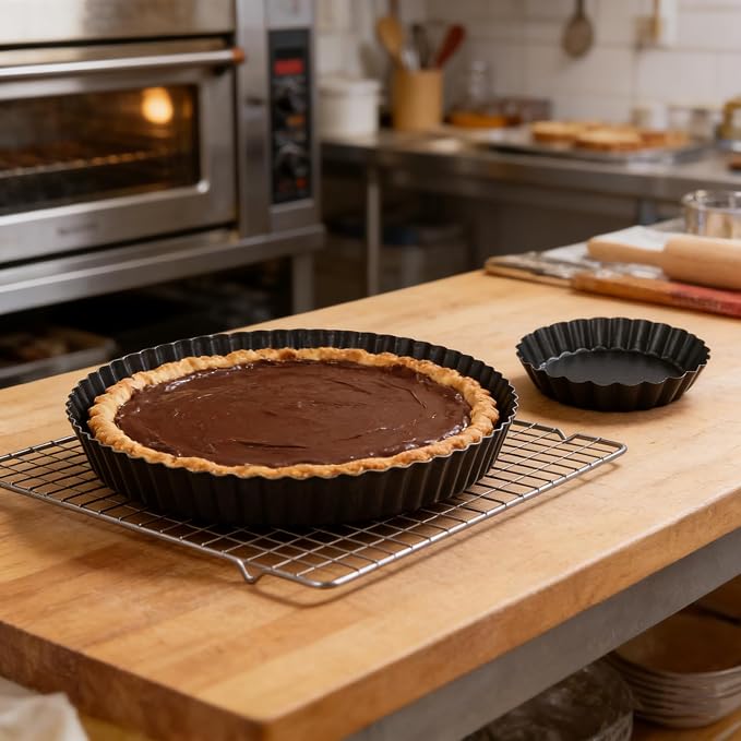 6 Pack 10cm 22cm Fluted Tart Tins with Loose Base, 4" 8.7" Non-Stick Pie Dishes Pans Set with Removable Bottoms, Carbon Steel Quiche Moulds for Quiches, Pies, Pastries - Image 7