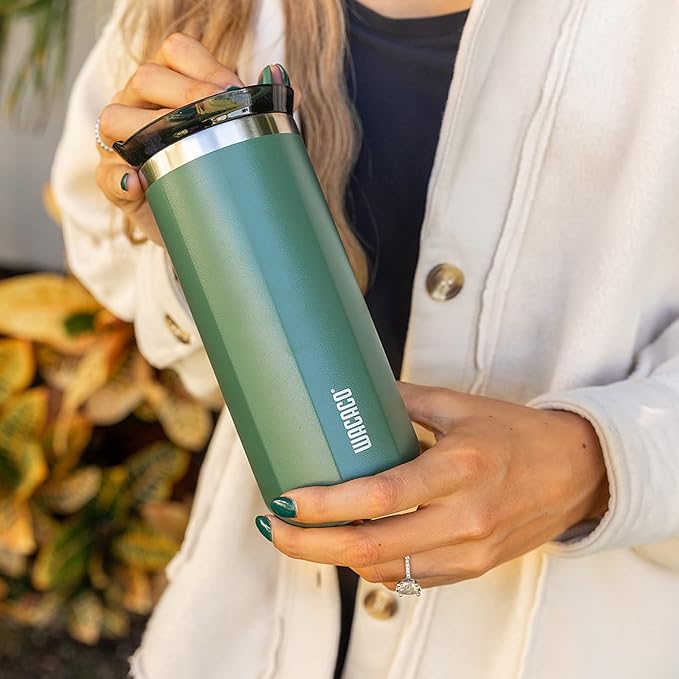 WACACO Octaroma Grande Vacuum Insulated Coffee Mug, 15 fl oz (435ml), Double-wall Stainless Steel Travel Tumbler With Drinking Lid, Pomona Green - Image 5