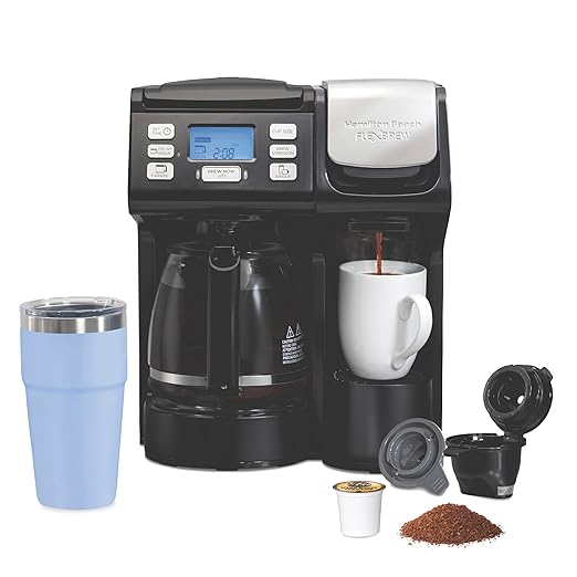 Hamilton Beach FlexBrew Trio 2-Way Coffee Maker, Compatible with K-Cup Pods or Grounds, Combo, Single Serve & Full 12c Pot, Black - Fast Brewing (49902) by HamiltonBeach