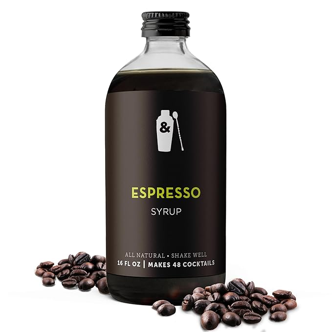 Shaker & Spoon Espresso Syrup, 16oz Flavored Syrups for Drinks, Espresso Flavored Mix Alternative, Cocktail Mixers, Cocktail Syrup, Non Alcoholic Drinks