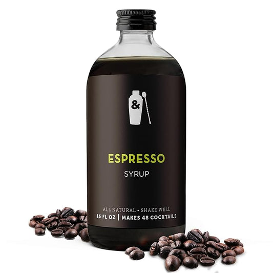 Shaker & Spoon Espresso Syrup, 16oz Flavored Syrups for Drinks, Espresso Flavored Mix Alternative, Cocktail Mixers, Cocktail Syrup, Non Alcoholic Drinks