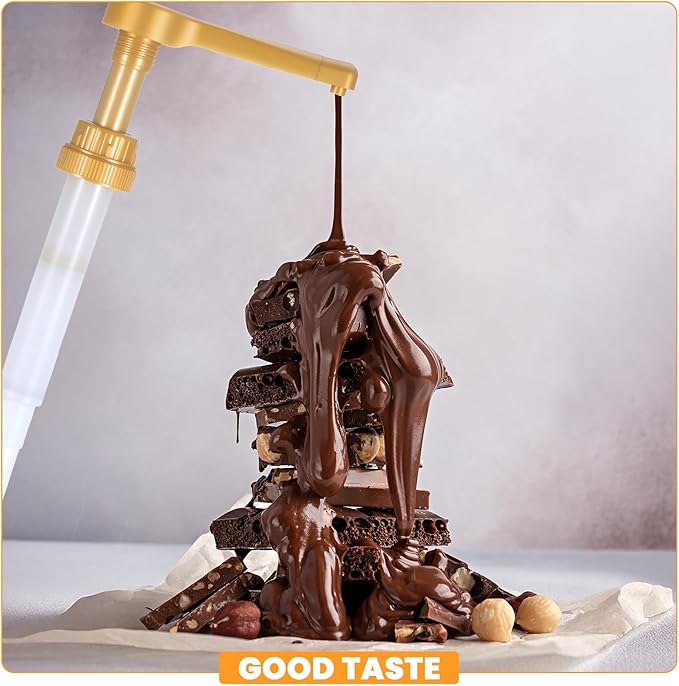 4 Pcs Gold Sauce Pump Dispenser for 64 Oz Bottles, 15CC Reusable Coffee Syrup Pump Large Coffee Syrup Dispenser for Vanilla Chocolate Sauces
