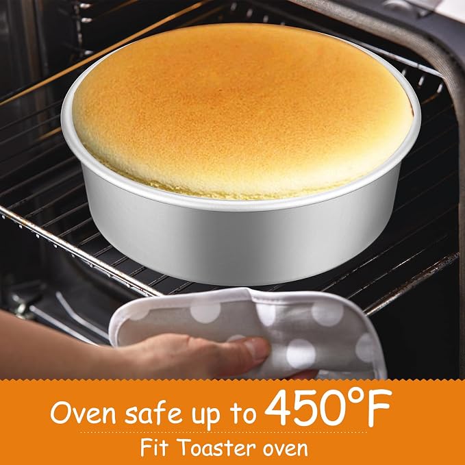 Mumufy 9 Pcs Aluminum Round Cake Pan Set, Non Stick, 6, 8, 10 Inch | 3-Tiered Cake Pans, Cake Durable, Even Heating, Rust-resistant, Home Wedding Birthday Baking Party - Image 5