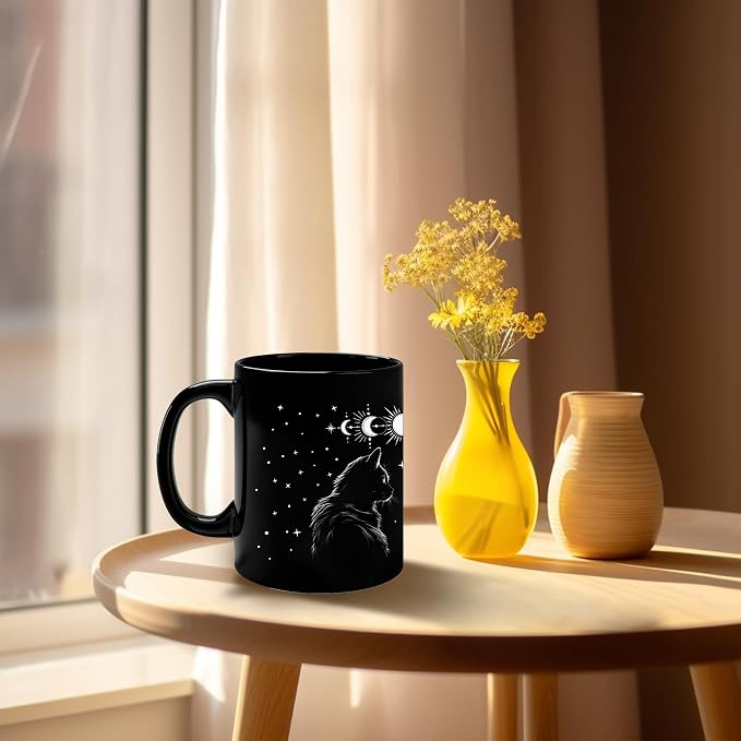 Black Cat Mug 11oz Cat Lover Gifts for Women Funny Goth Coffee Mug - Witch, Goth Decor Halloween Cup With Cats Goth Gift Witchy Gifts for Women - Halloween Mugs Cats Christmas Gothic Home Decor - Image 6