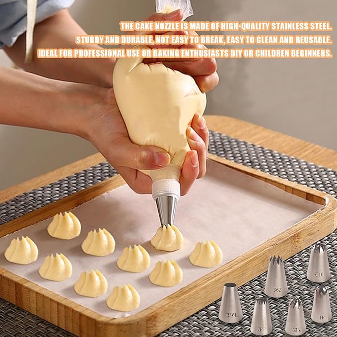 Piping Tips, 6 Pcs Stainless Steel Flower Icing Piping Nozzles Cake Decorating Tips Baking Tool for Cream Cupcake Cookie…