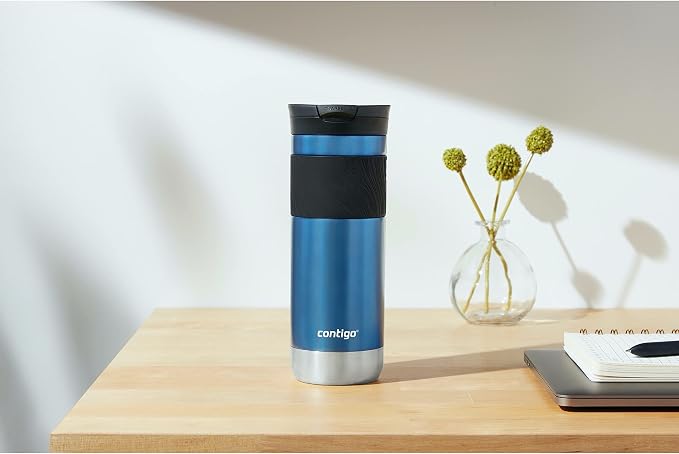 Contigo Byron Vacuum-Insulated Stainless Steel Travel Mug, 20oz - Leak-Proof Lid, BPA-Free, Blue Corn - Perfect Reusable Cup for Coffee or Water; hot and cold beverage holder - Image 4