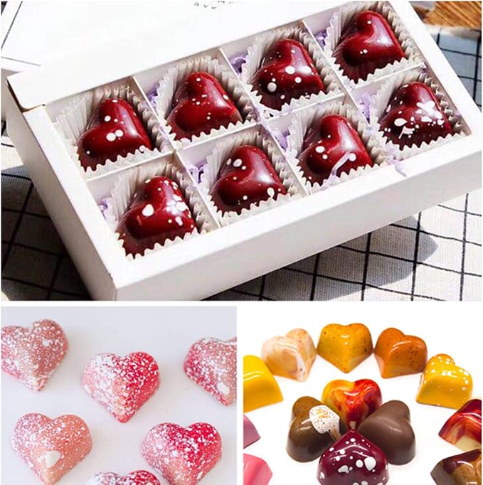 Polycarbonate Chocolate Mold, Sweet Candy DIY Mold 21 Mini Heart Shaped Clear Plastic PC Handmade Chocolate Making Mold Pastry Dessert Baking Pan Cake Decoration Tool for Mousse, Jelly, Candy, Chocola - Image 8
