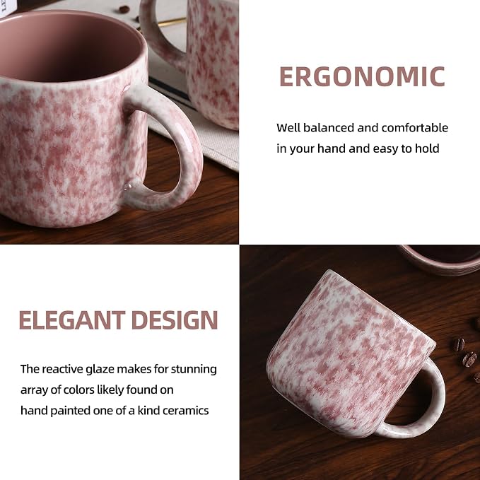 MONITO 12 OZ Coffee Mugs Set of 4, Ceramic Coffee Mugs,Modern Coffee Mugs Set with handle for Tea/Latte/Cappuccino/Milk/Cocoa. (Red, 4 Count（Pack of 1）) - Image 4
