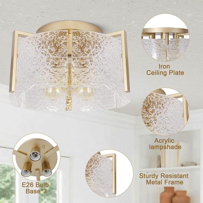 Bektas Semi Flush Mount Ceiling Light, Hallway Light Fixture,Entryway Light,Modern Bedroom Lampe,Metal Light Fixtures,Lighting Fixture Flush Mount for Kitchen Bathroom Dining Room ETL Listed - Image 8