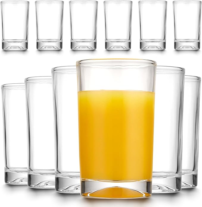 Mfacoy Small Juice Glasses Set of 6, 5.5-ounce Glass Cups, Heavy Base Small Drinking Glass Set, Clear Cups, Thick and Durable Shot Glasses, Drinking Glasses for Juice and Milk (Full Size - 5.5 Ounce) by Mfacoyisalifestylebrand